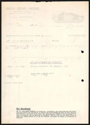 Rechnung Tuttlingen /Wttbg. 1942, Georg Teufel Sohn, Schweisslederfabrik, Hut- & Mützenzutaten, Das Geschäftsgebäude