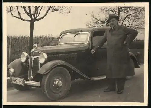 Fotografie Auto Adler Trumpf (1937), Kfz-Kennzeichen Baden