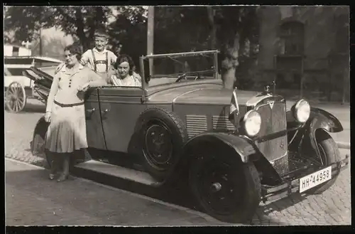 Fotografie Auto Adler Favorit Cabrio (1929), Kfz-Kennzeichen Hamburg