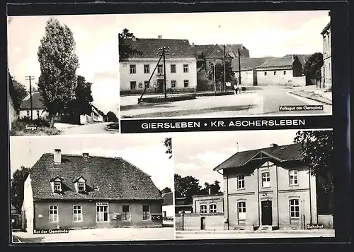 AK Giersleben /Krs. Aschersleben, Bahnhof, Rat der Gemeinde, Volksgut am Geroplatz