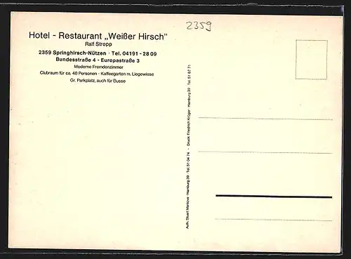 AK Springhirsch-Nützen, Hotel-Restaurant Weisser Hirsch, Bundesstrasse 4, Europastrasse 3