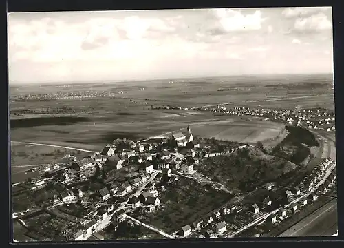 AK Oberelchingen b. Ulm /Donau, Fliegeraufnahme von Ort und Kirche