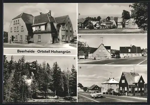 AK Beerheide-Hohengrün, Gasthof, Röthelstein und Naturbühne, Strassenpartie