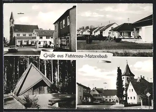 AK Fichtenau-Matzenbach, Strassenpartie mit Kirche, Neubauten