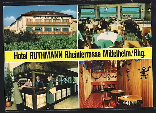 AK Mittelheim /Rhg., Hotel Ruthmann Rheinterrasse Fam. Vahle