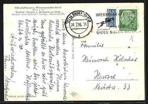 AK Dobel /Schwarzw., Gasthof zur Linde E. Seyfried, Ortsansicht