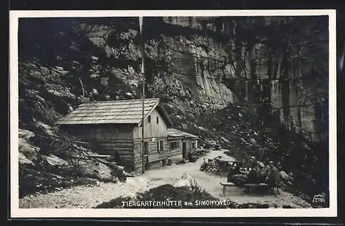 AK Tiergartenbrunn-Hütte, Berghütte am Simonyweg