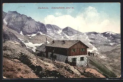 AK Simonyhütte auf den Dachstein, Aussenansicht der Berghütte