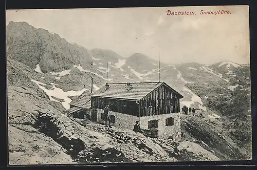 AK Simonyhütte, Blick auf die Hütte am Dachstein