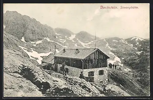 AK Simonyhütte, Blick auf die Hütte am Dachstein