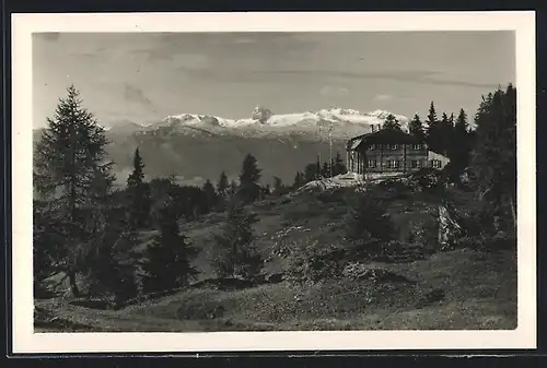 AK Theodor Karl Holl Haus, Berghütte gegen Dachsteingruppe