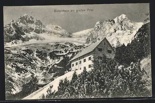 AK Schutzhaus am grossen Priel, Berghütte mit Umgebung