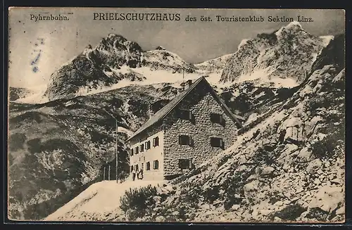 AK Prielschutzhaus, Berghütte mit Gipfelpanorama