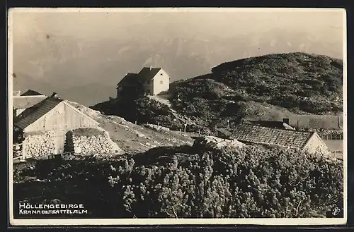 AK Kranabethsattelhütte, Berghütte mit Umgebung aus der Vogelschau