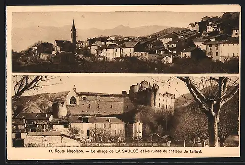 AK La Saulce, vue générale et les ruines du château de Tallard