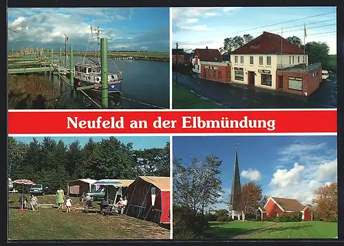 AK Neufeld /Nordsee, Gasthaus zur Börse und Campingplatz Zur Elbmündung