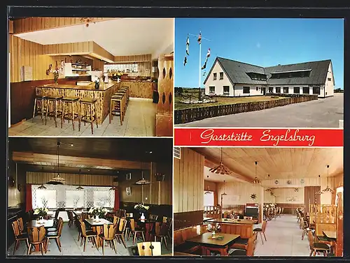 AK Engelsburg / Schwesing, Gasthaus Engelsburg, Aussen- & Innenansicht