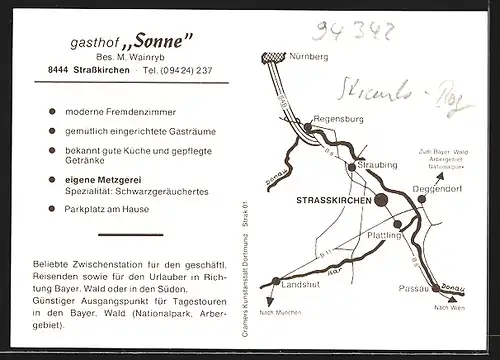 AK Strasskirchen / Donau, Gasthof Sonne, Innenansicht
