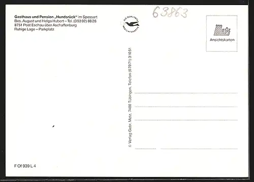 AK Eschau / Spessart, Gasthaus-Pension Hundsrück