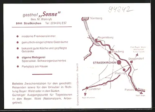 AK Strasskirchen / Donau, Gasthof Sonne mit Metzgerei