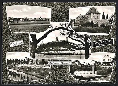 AK Rockenberg i. d. Wetterau, Münzenburg, Ehrenmal, an der Wetter