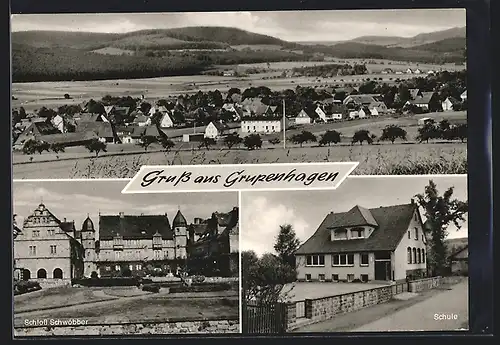 AK Grupenhagen, Schule, Schloss Schwöbber, Ortsansicht