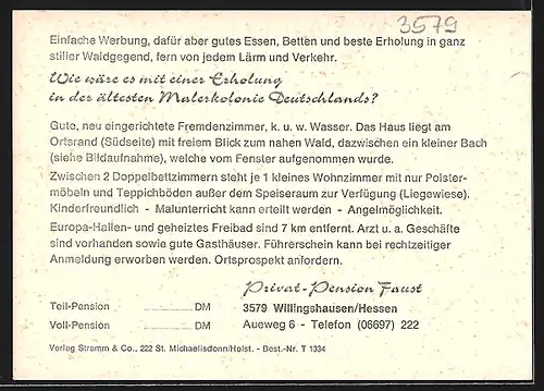 AK Willingshausen /Hessen, Privat-Pension Faust, Aueweg6