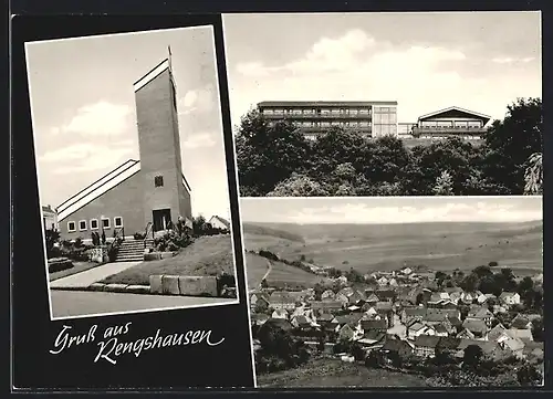 AK Rengshausen, Kirche, Ortsansicht aus der Vogelschau