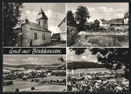 AK Bischhausen / Neuental, Kirche, Ortsansicht aus der Ferne