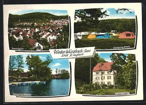 AK Nieder-Würzbach, Panorama, Camping-Platz, Camping-Weiher, Philippsburg