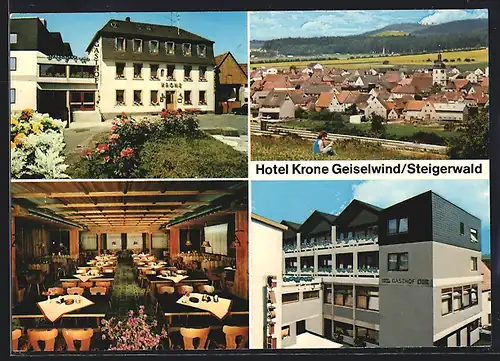 AK Geiselwind /Steigerwald, Gasthof Krone, Ortsansicht