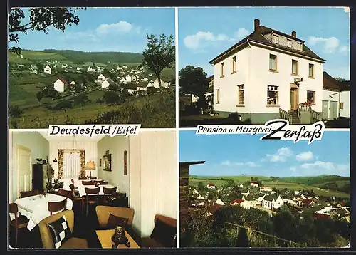 AK Deudesfeld /Eifel, Pension und Metzgerei Zerfass, Ortsansicht