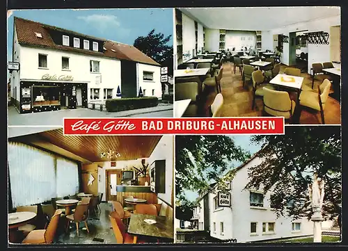 AK Bad Driburg-Alhausen, Partie am Café Götte, Innenansicht