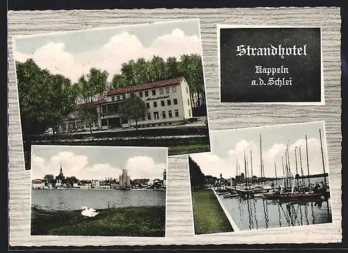 AK Kappeln a. d. Schlei, Strandhotel, Am Hafen, Panorama