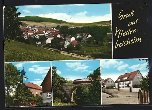 AK Niederbeisheim, Brücke, Kirche, Strassenpartie, Ortsansicht