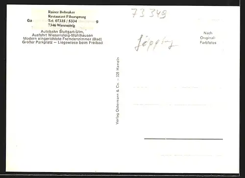 AK Wiesensteig, Restaurant Filsursprung, Anfahrtsbeschreibung