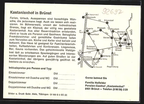 AK Brünst / Georgenberg, Gasthaus Kastanienhof, Inh. Fam. Holfelder