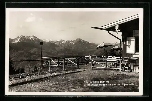 AK Neureuthaus, Rundblick auf die Alpenkette