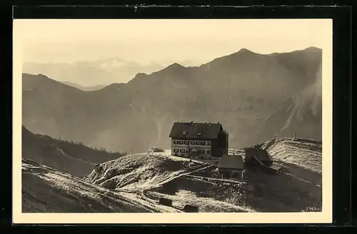 AK Rotwandhaus, Blick auf die Berghütte gegen Sonnwendjoch und Grossvenediger