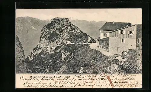 AK Wendelsteinhaus, Berghütte mit Gacher Blick
