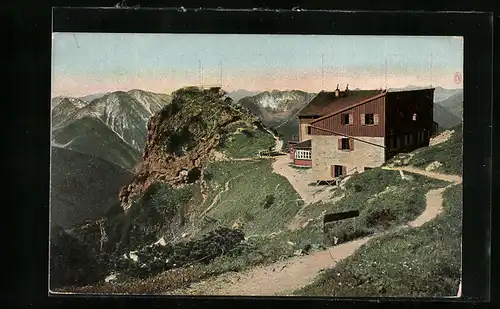 AK Wendelsteinhaus, Berghütte mit Panoramablick in die Berge