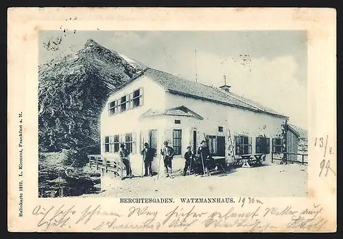 AK Watzmannhaus, Berchtesgaden, Gesamtansicht mit Berg