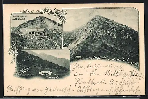 AK Krottenkopfhütte, Ortspartie mit Berghütte, Esterbergalpe, Am Gipfel des Krottenkopf