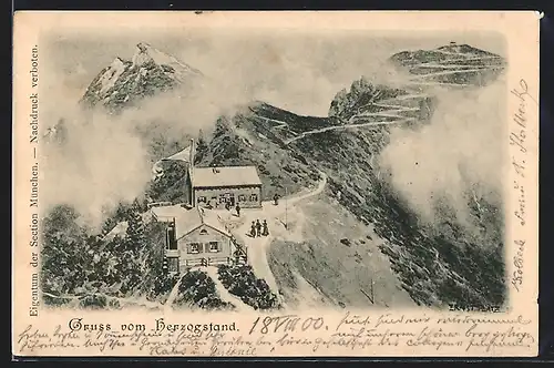 AK Herzogstandhäuser, Berghütte am Herzogstand mit Martinskopf