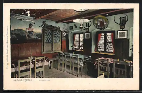 AK Rottach, Kneipzimmer im Gasthaus Hirschberghaus