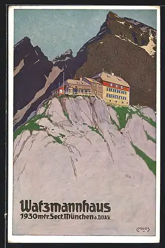 Künstler-AK Carl Moos: Watzmannshaus