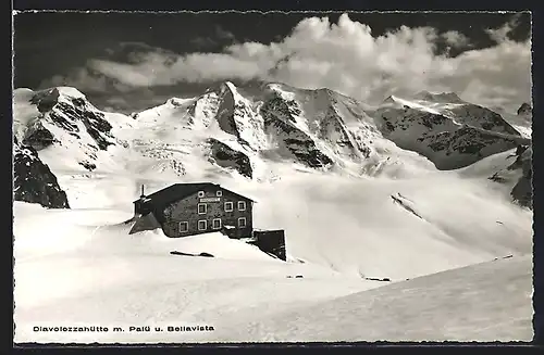 AK Diavolezzahütte mit Palü und Bellavista