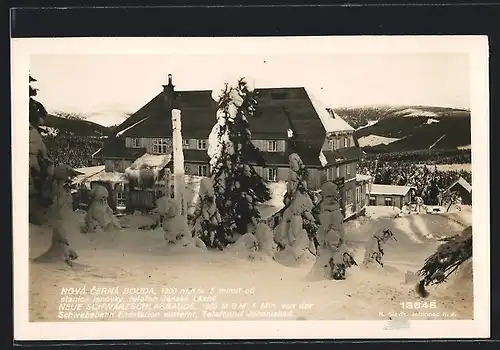 AK Neue Schwarzschlagbaude im tiefsten Schnee