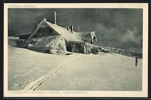 AK Ansicht der Wossecker-Baude im Winter