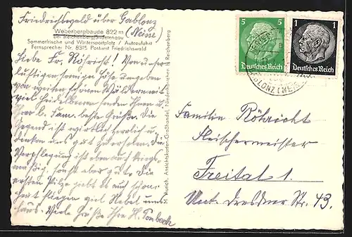 AK Ansicht der Weberbergbaude bei Reichenberg